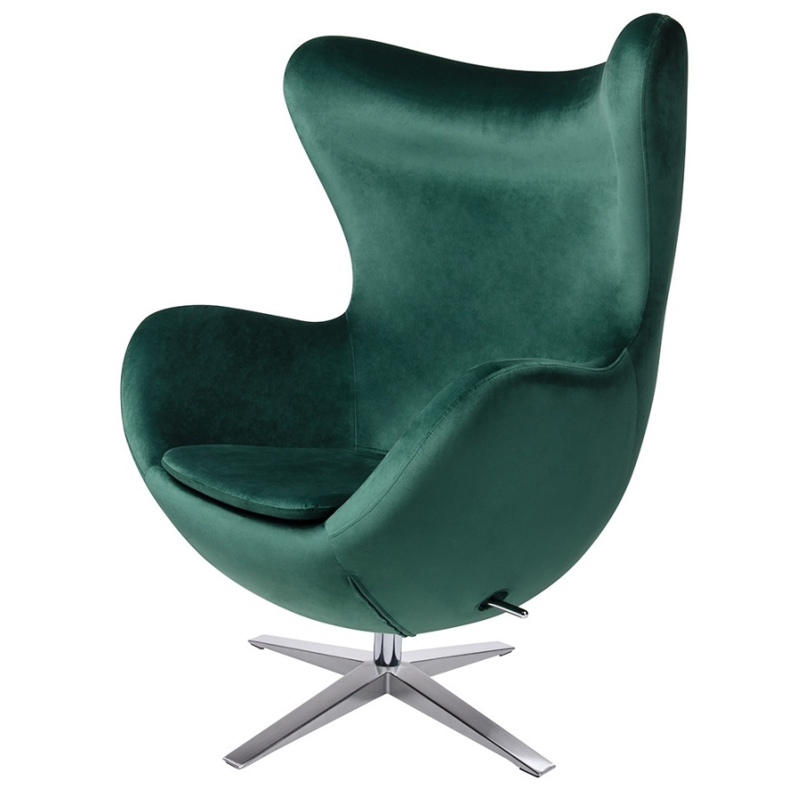 Fotel egg szeroki velvet ciemny zielony. 18 - welur, podstawa stal