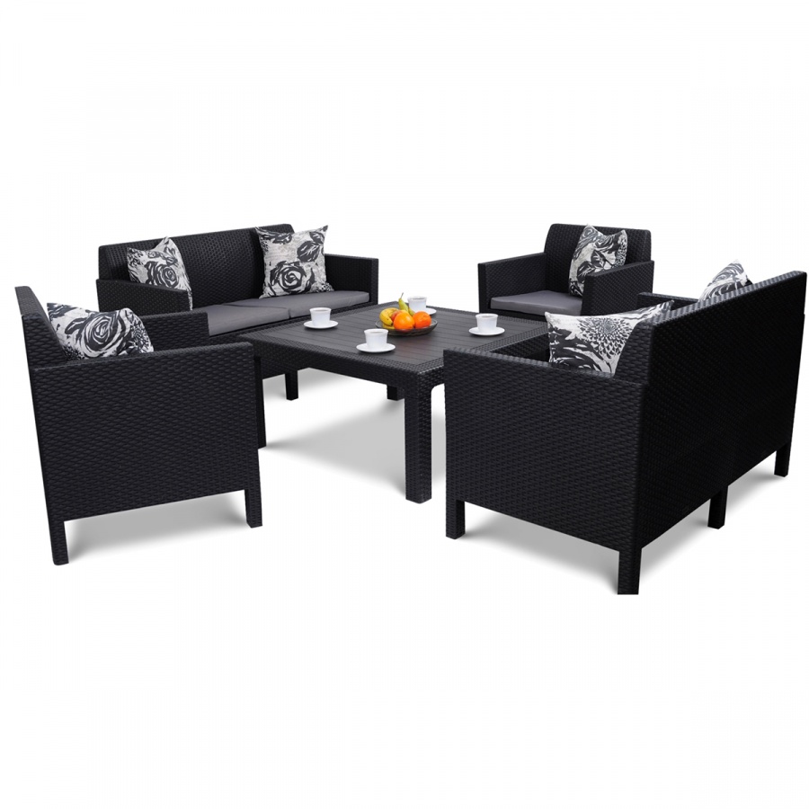 Zestaw mebli ogrodowych Orlando Fiesta Family Allibert grafit/szary