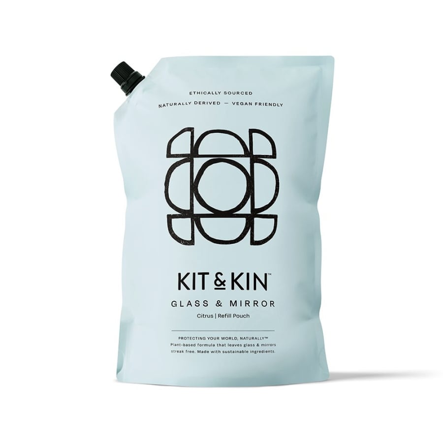 Kit & Kin, Naturalny Płyn do mycia szyb i luster, o zapachu grejpfruta - REFILL, 1L