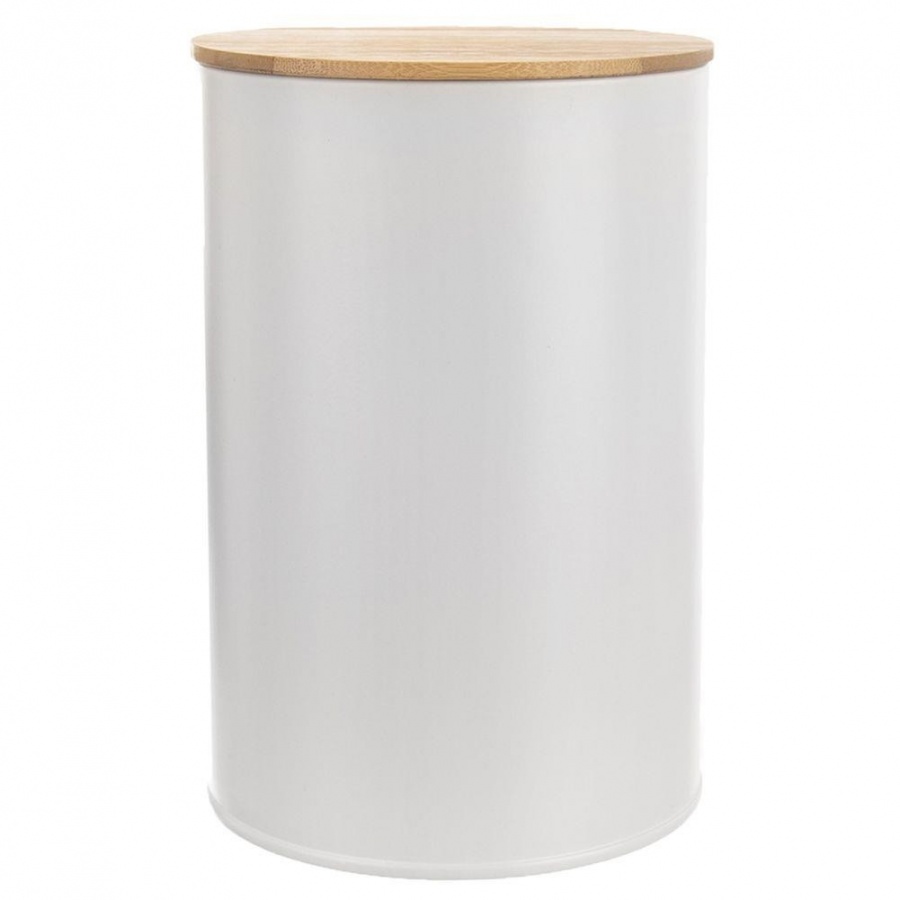 Pojemnik metalowy kuchenny z uszczelką puszka z pokrywką na produkty sypkie biały whiteline 1,3 l