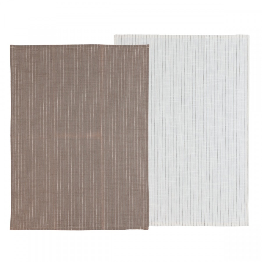 Zestaw ręczników kuchennych 2 sztuki line 50 x 70 cm taupe/white 25095