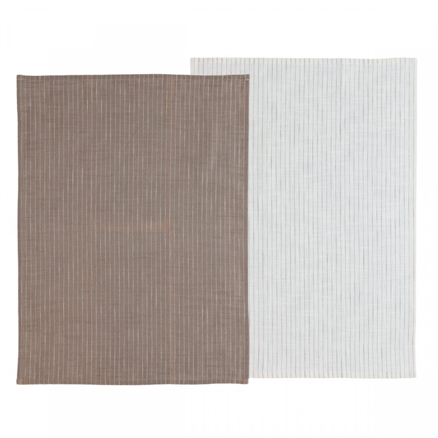 Zestaw ręczników kuchennych 2 sztuki line 50 x 70 cm taupe/white 25095