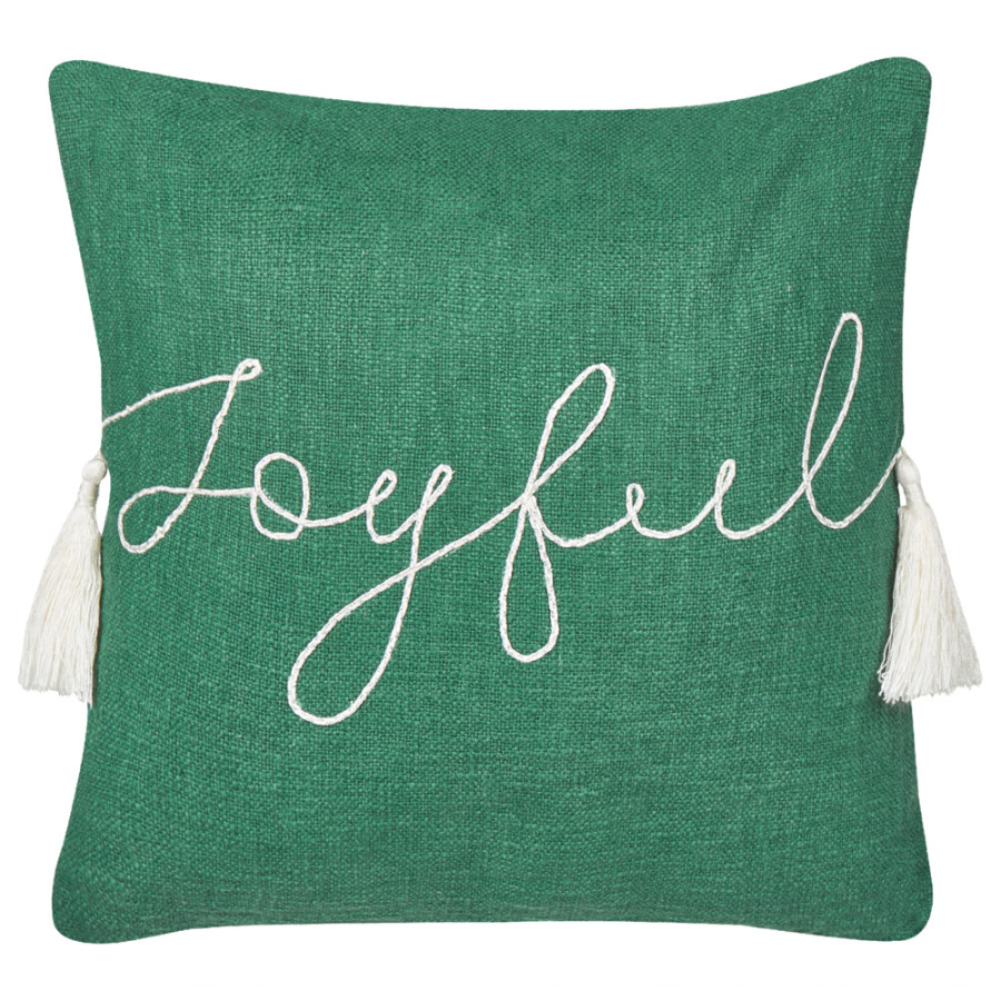 Poduszka dekoracyjna z napisami elettaria bawełna 45 x 45 cm zielony