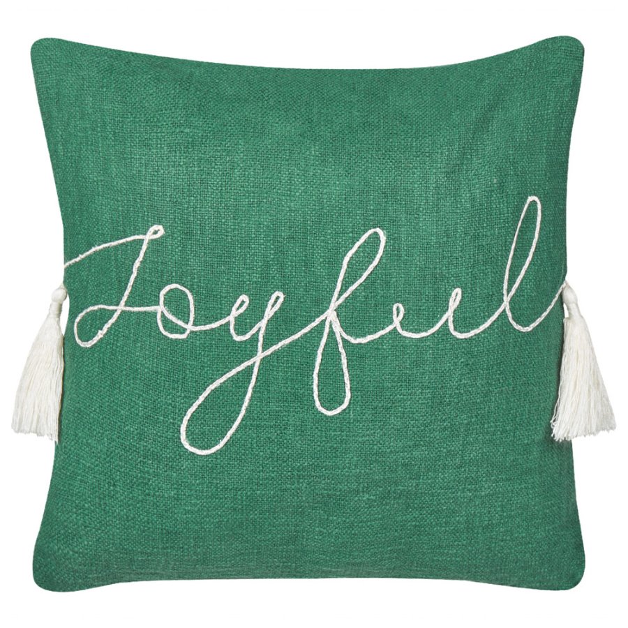 Poduszka dekoracyjna z napisami elettaria bawełna 45 x 45 cm zielony