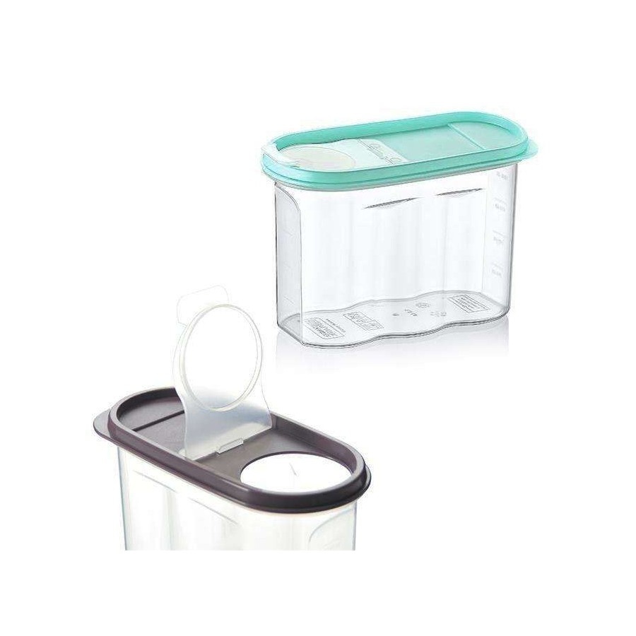 Pojemnik kuchenny na żywność płatki kasze makaron mąkę cukier produkty sypkie z dozownikiem i miarką