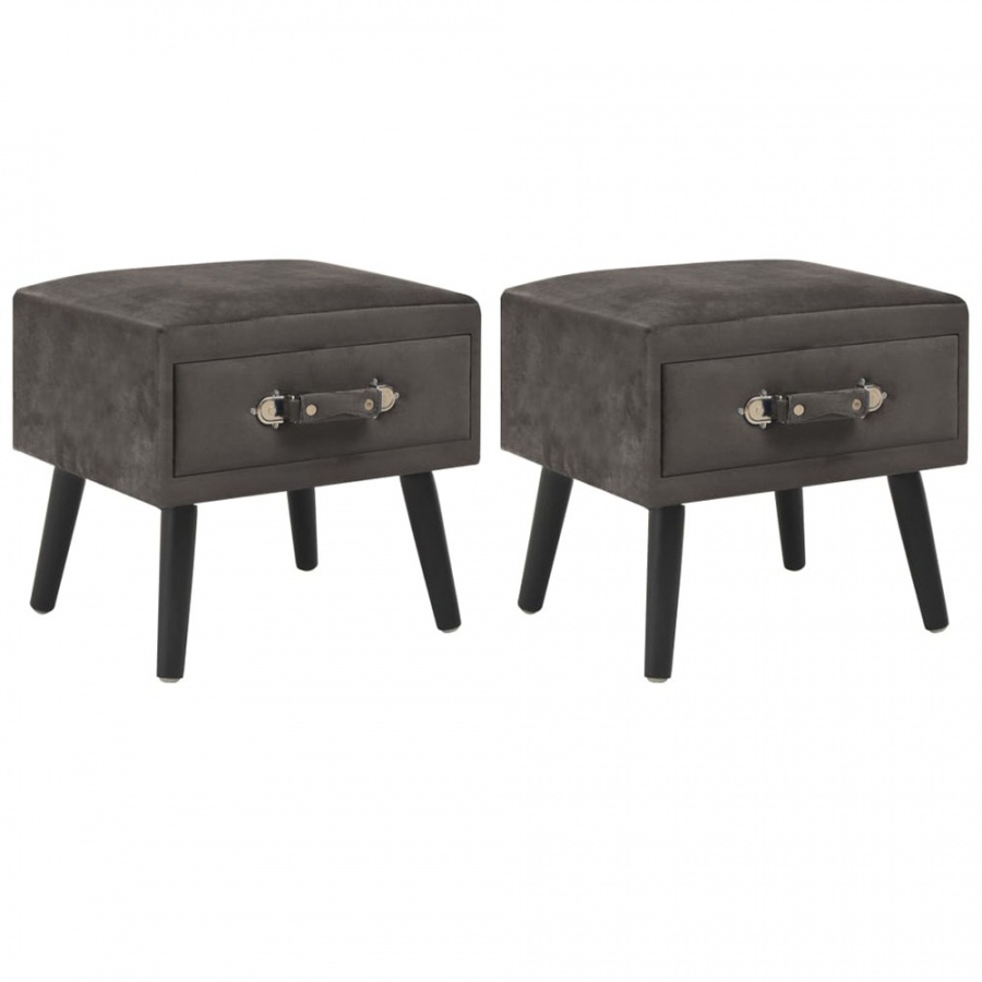 Szafki nocne, 2 szt., szare, 40x35x40 cm, aksamitne