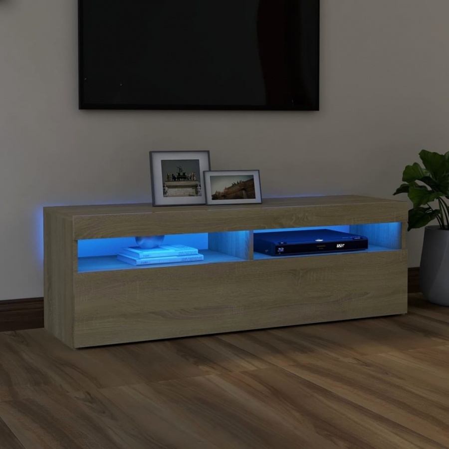 Szafka pod tv z oświetleniem led, dąb sonoma, 120x35x40 cm