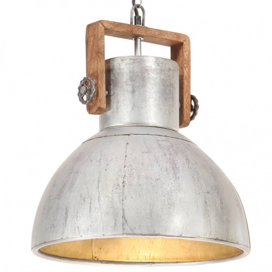 Industrialna lampa wisząca, 25 W, srebrna, okrągła, 40 cm, E27