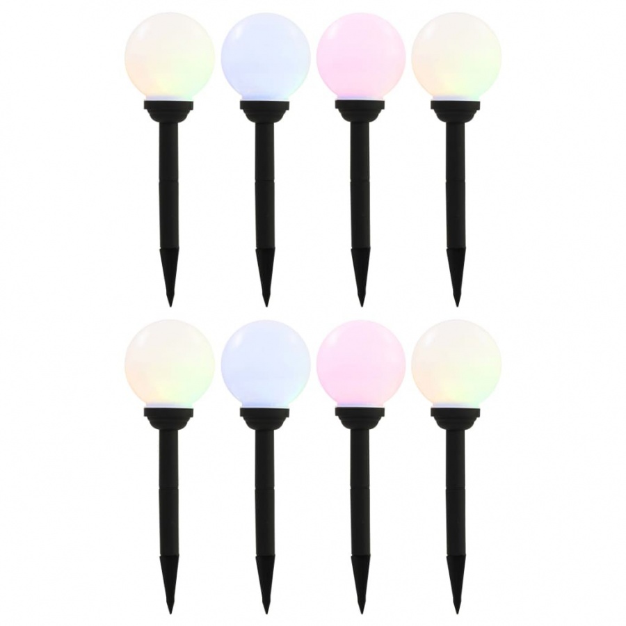 Lampy solarne do ogrodu, 8 szt., LED, kuliste, 15 cm, RGB