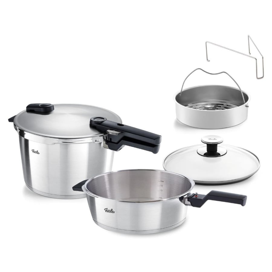 FISSLER - Vitaquick® Premium - Szybkowar 4 l + 8 l z wkładem perforowanym i szklaną pokrywą - 26 cm