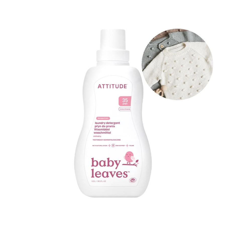 Attitude BABY LEAVES™, Bezzapachowy płyn do prania ubranek dziecięcych, 1050 ml
