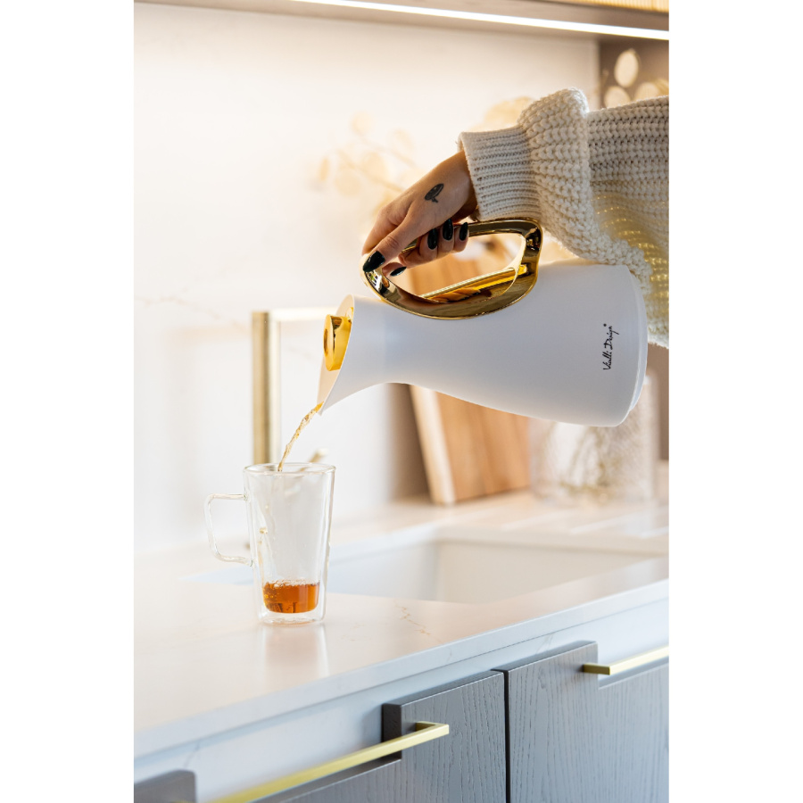 Termos z wkładem szklanym alessia 1l biało-złoty 1043