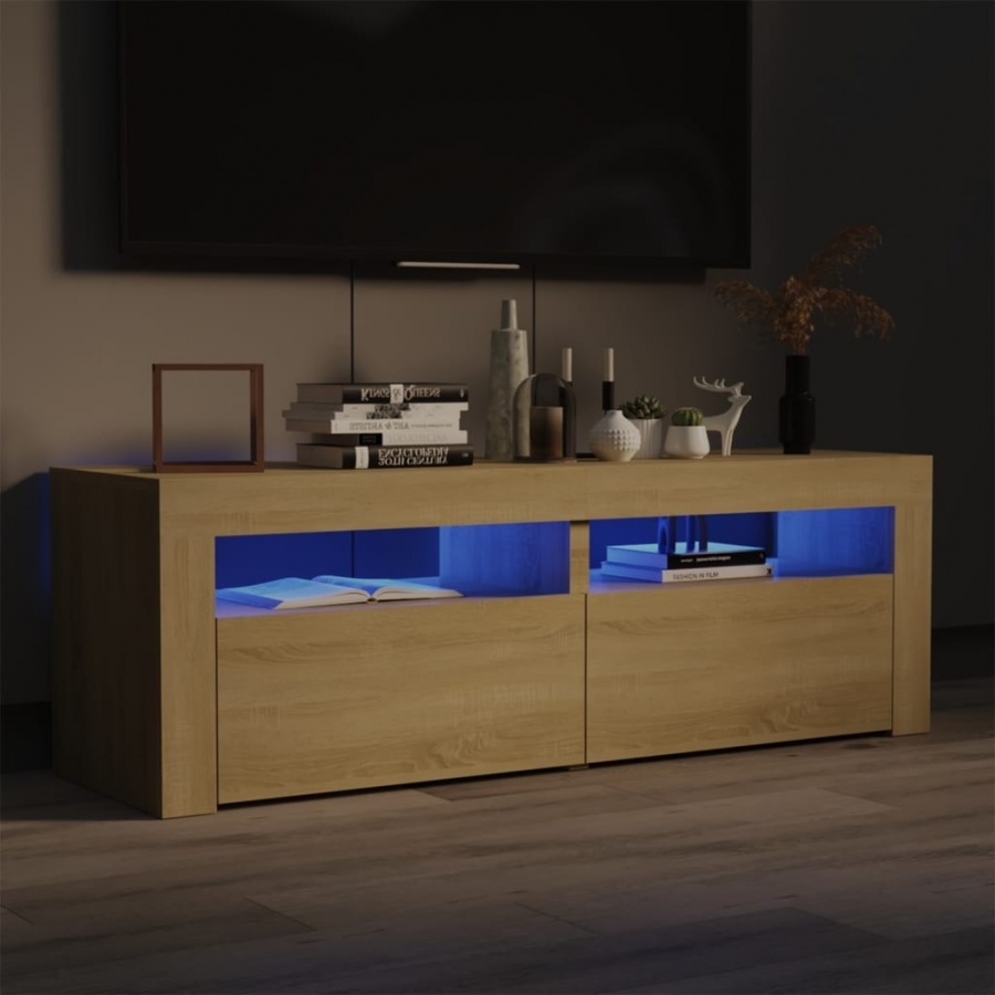 Szafka pod tv z oświetleniem led, dąb sonoma, 120x35x40 cm