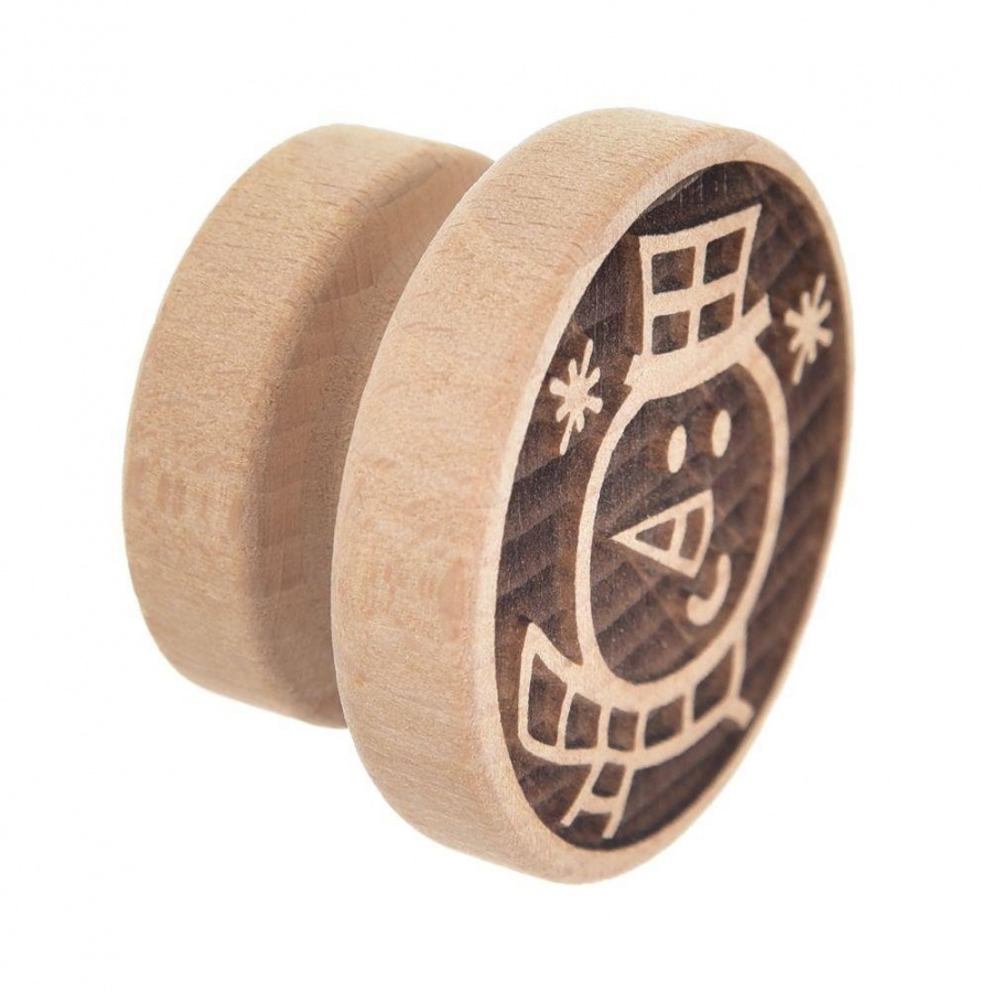 Stempel pieczątka dekorator do ciastek drewniany bałwan 5,5 cm