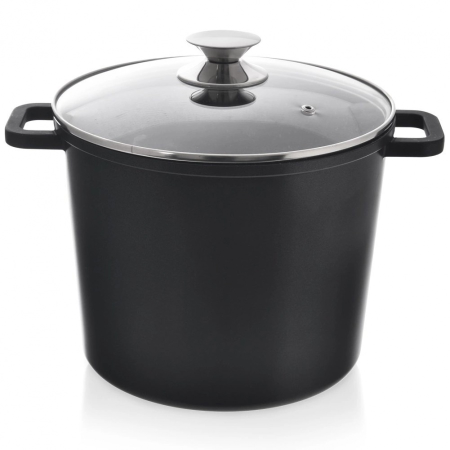 Garnek granitowy ze szklaną pokrywką wysoki grande 7,6 l