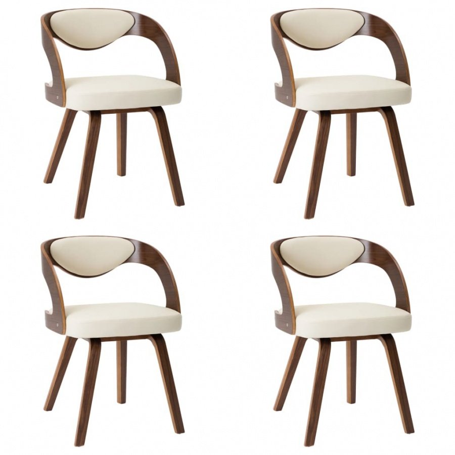 Krzesła do jadalni 4 szt. kremowe gięte drewno i ekoskóra