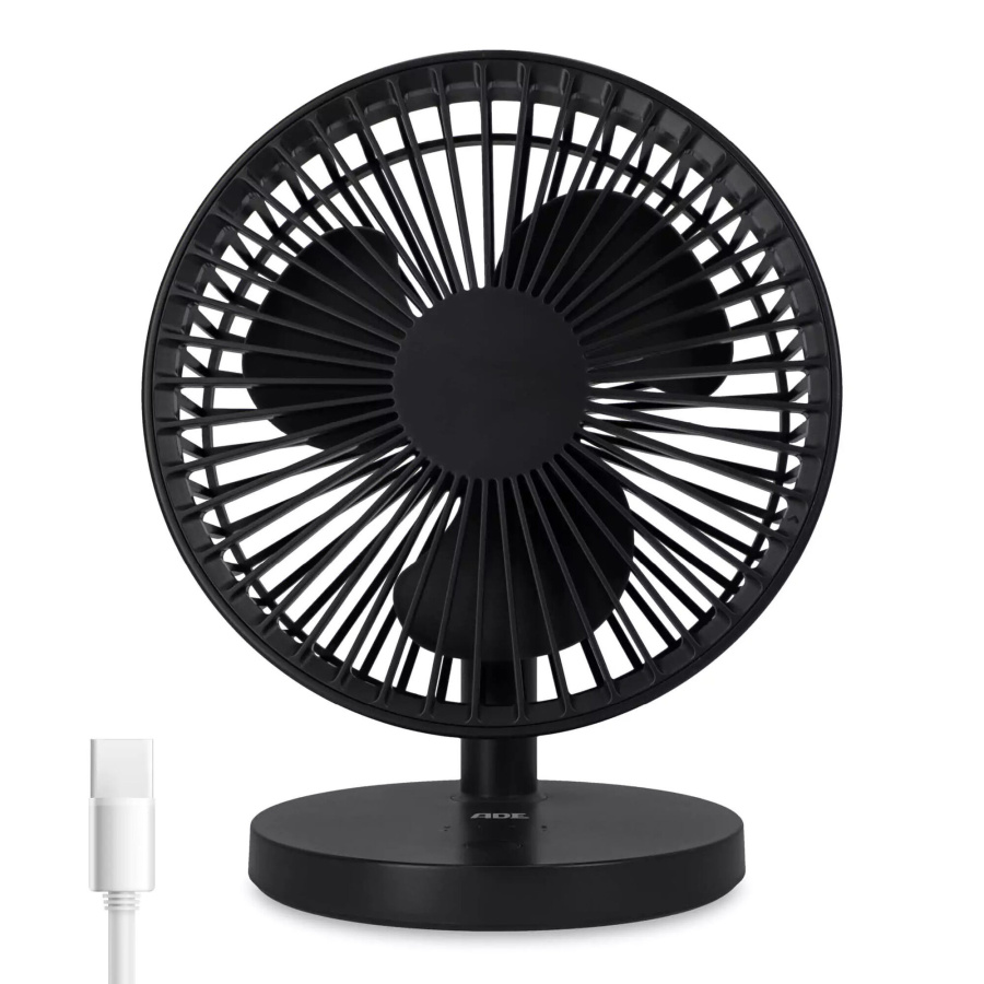 Wentylator stołowy ładowany przez usb, śred. 18 x 22 cm, antracytowy