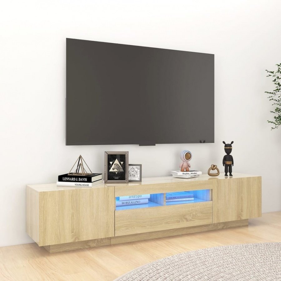 Szafka tv z oświetleniem led, kolor dąb sonoma, 180x35x40 cm