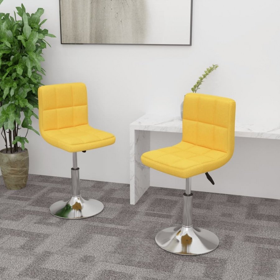 Obrotowe krzesła stołowe, 2 szt., żółte, obite tkaniną