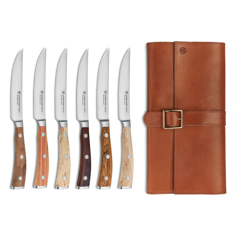 Ikon zestaw 6 noży stekowch 12 cm w torbie skórzan