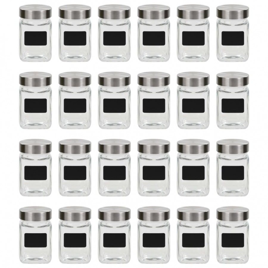 Słoiki do przechowywania z nalepkami, 24 szt., 300 ml