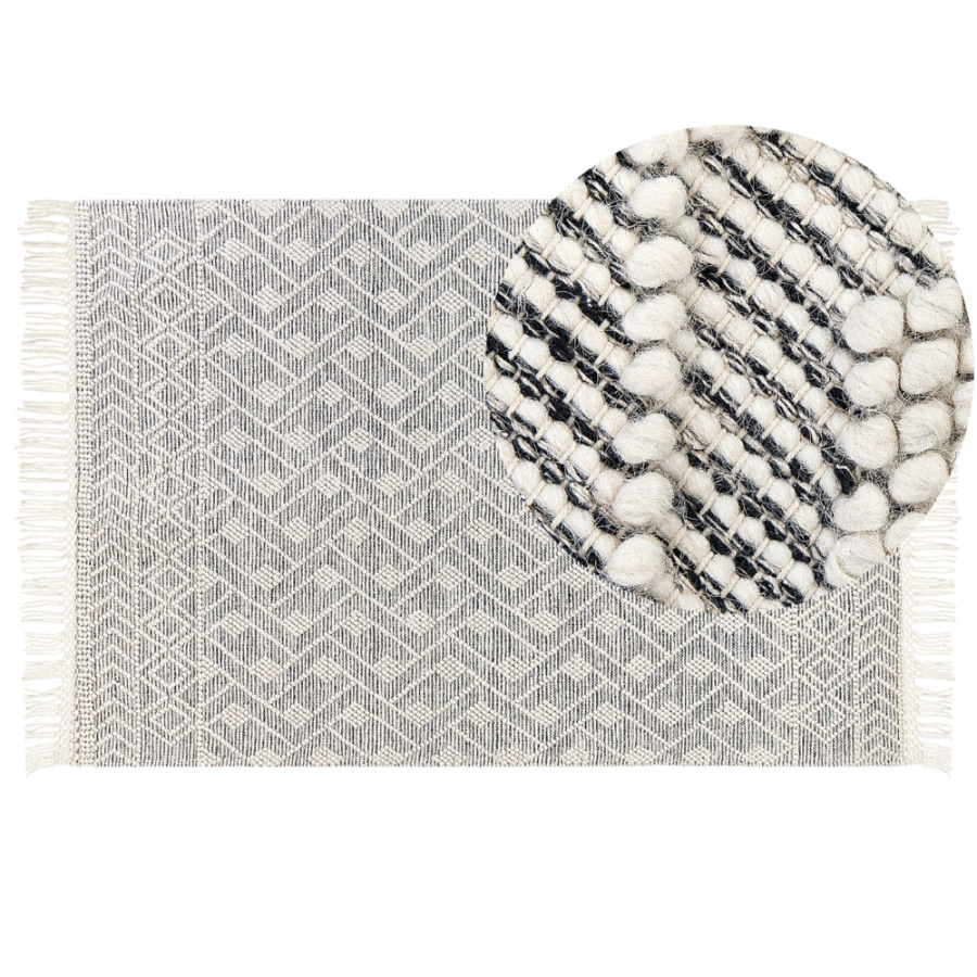 Dywan wełniany 160 x 230 cm czarno-biały kavak