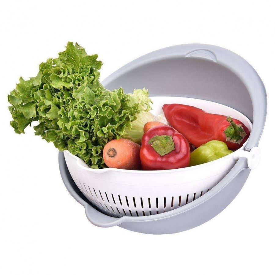 Cedzak obrotowy z miską, miska kuchenna, 25 cm, sitko