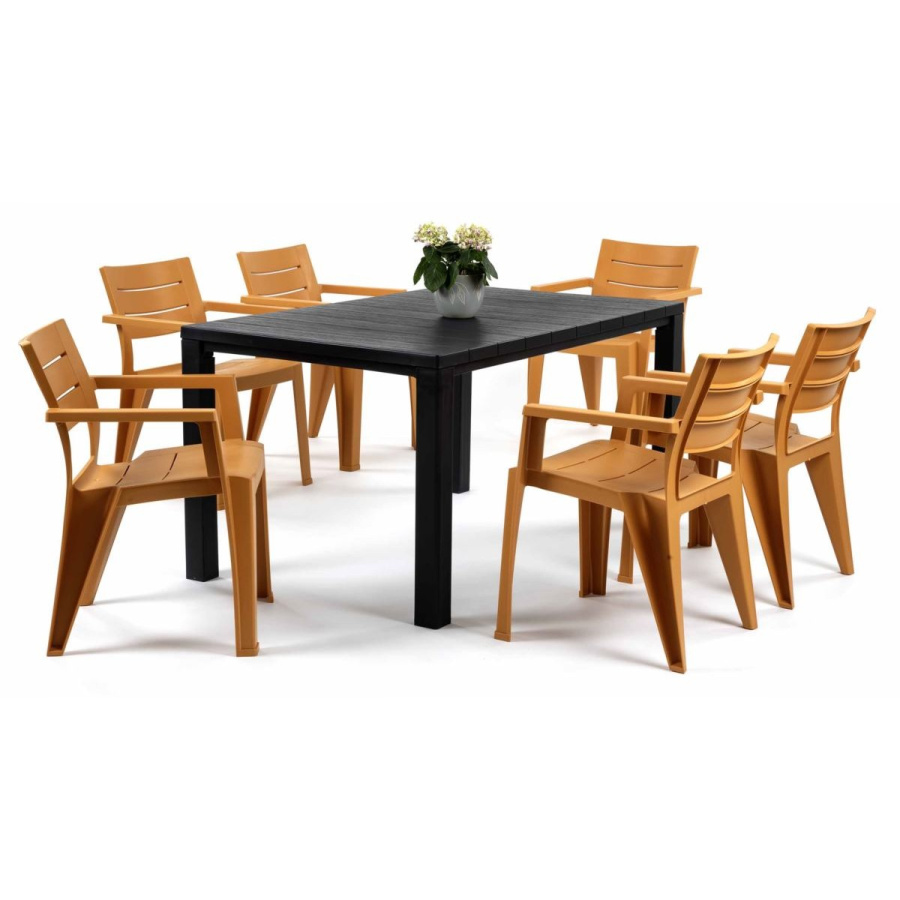 Zestaw jadalniany julie 6+1 : kolor - grafit/orange