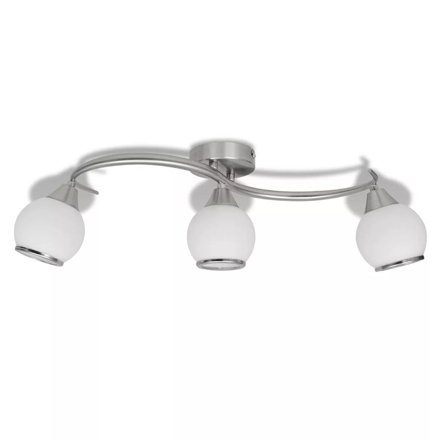 Lampa wisząca z 3 szklanymi kloszami na falistej rurce