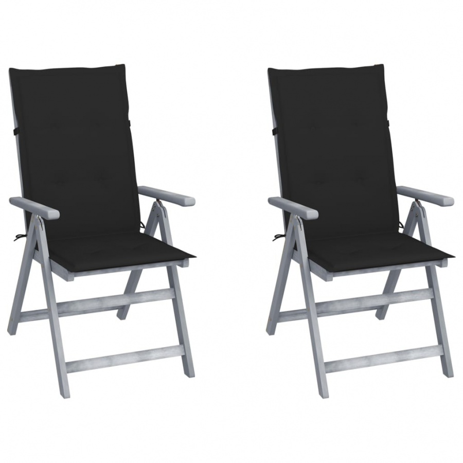 Rozkładane krzesła ogrodowe z poduszkami, 2 szt., lita akacja