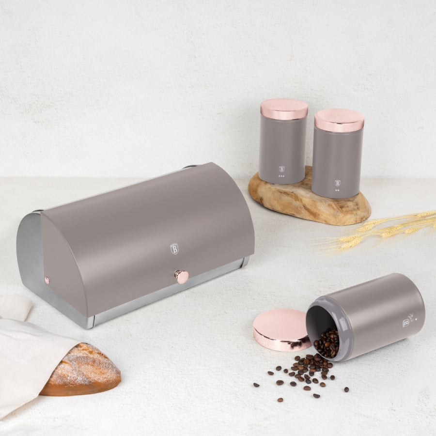 Zestaw 3 pojemników i chlebak BerlingerHaus BH-6834 Taupe