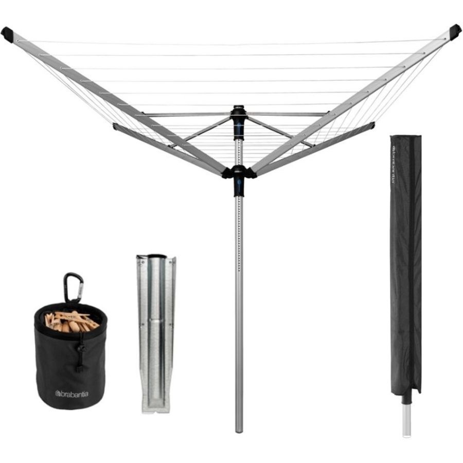 Suszarka ogrodowa 50m + Mocowanie do gruntu i pojemnik Lift o Matic Advance Brabantia
