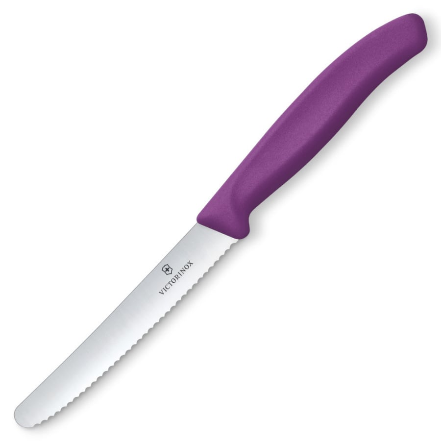 VICTORINOX - Swiss Classic - Nóż do warzyw i owoców - 11 cm - Ząbkowane ostrze - Fioletowy