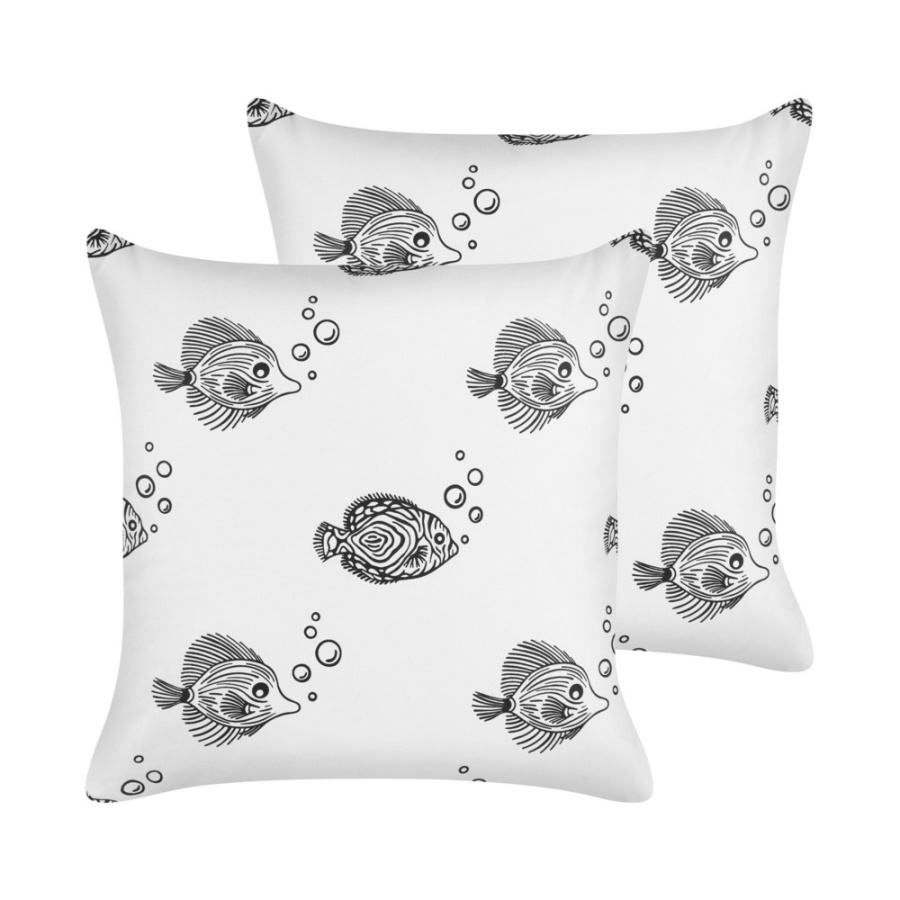 Zestaw 2 poduszek dla dzieci wzór zwierzęcy tweedia bawełna 45 x 45 cm biały