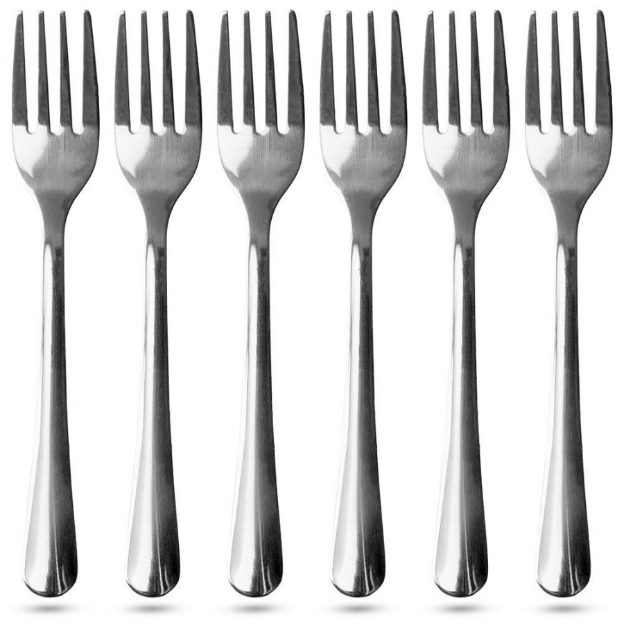 Widelczyki deserowe do ciasta stalowe srebrne zestaw 6 szt.