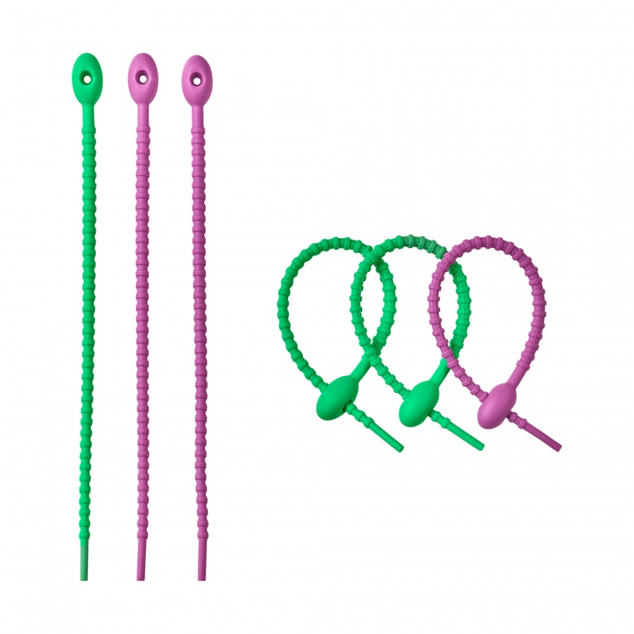 Zaciski silikonowe, 6 szt., 22 cm, zielone/fioletowe