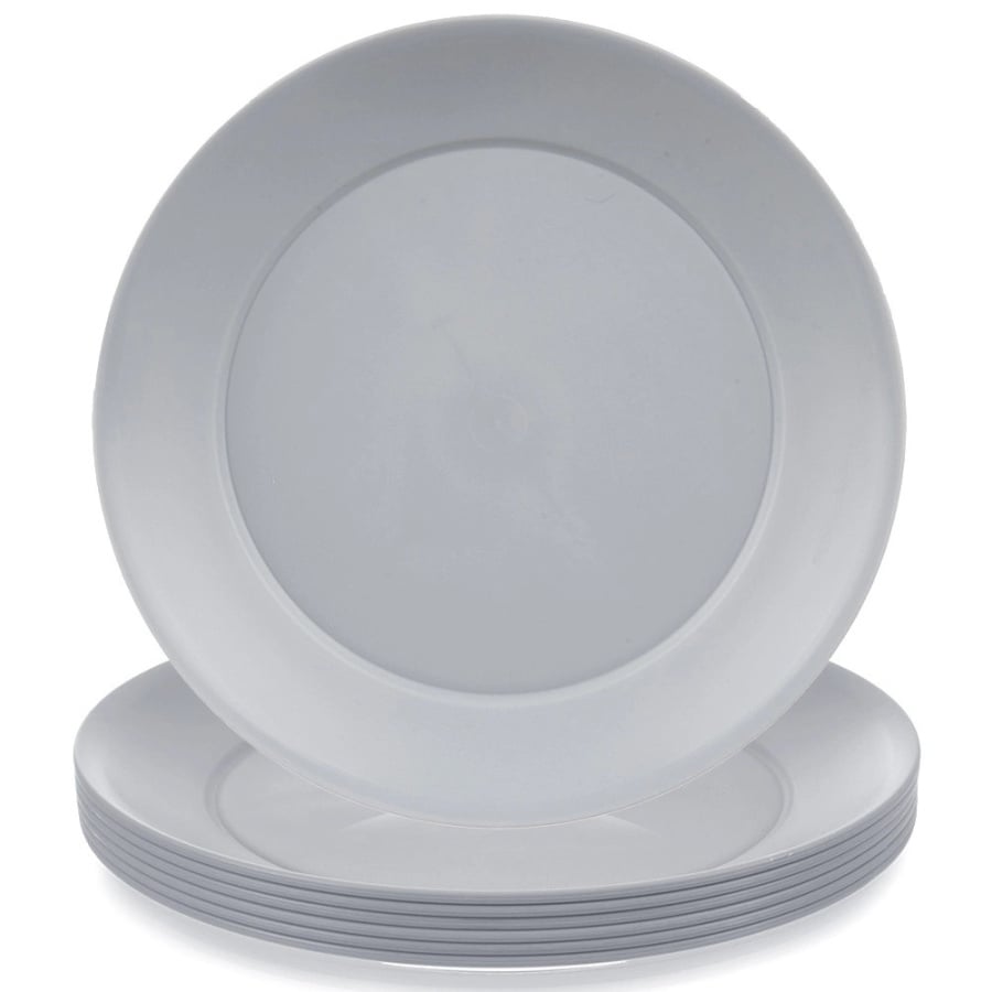 Talerze obiadowe płytkie plastikowe szare SANDY 23,5 cm 6 szt.