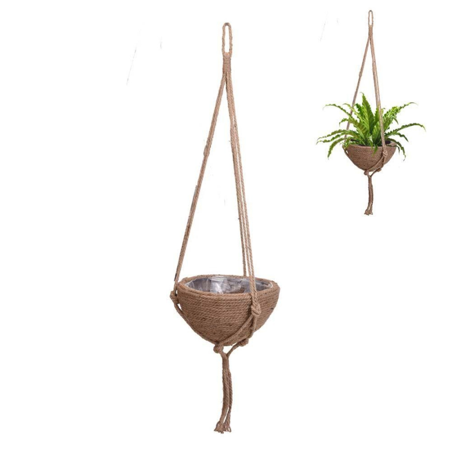 Kwietnik wiszący pleciony, osłonka na doniczkę, doniczka, na roślinę, kwiat, boho, 31 cm