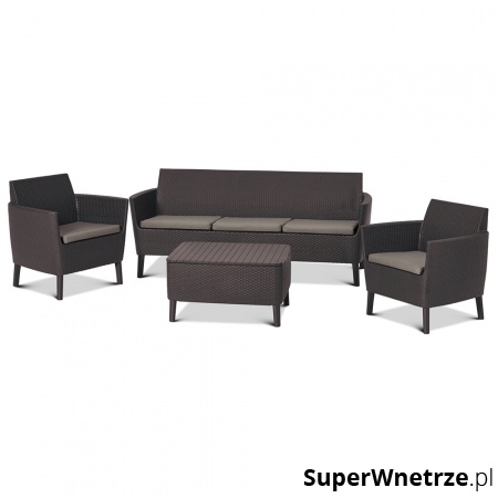 Salemo 3-set Meble ogrodowe ze skrzynią : Kolor - brąz/taupe