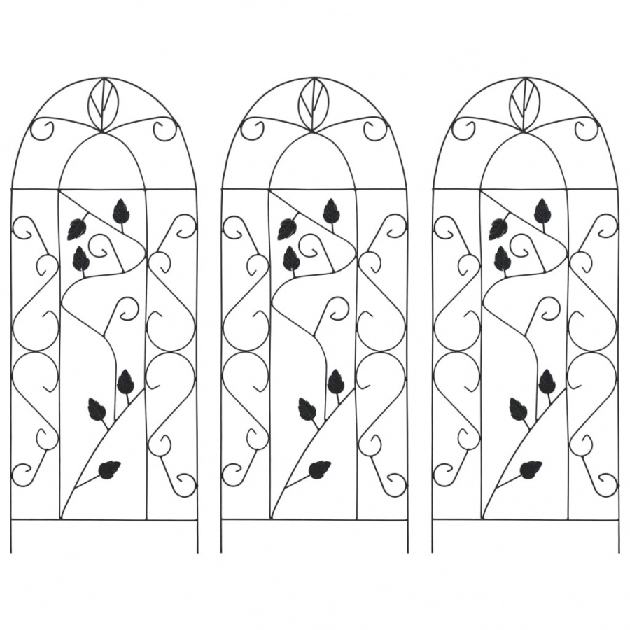 Podpórki do roślin pnących, 3 szt., czarne, 40x100 cm, żelazo