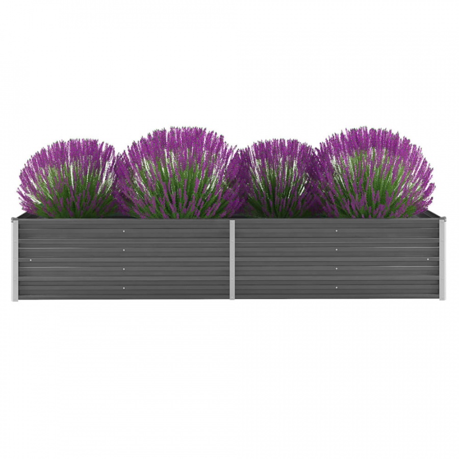 Donica ogrodowa z galwanizowanej stali, 240 x 80 x 45 cm, szara