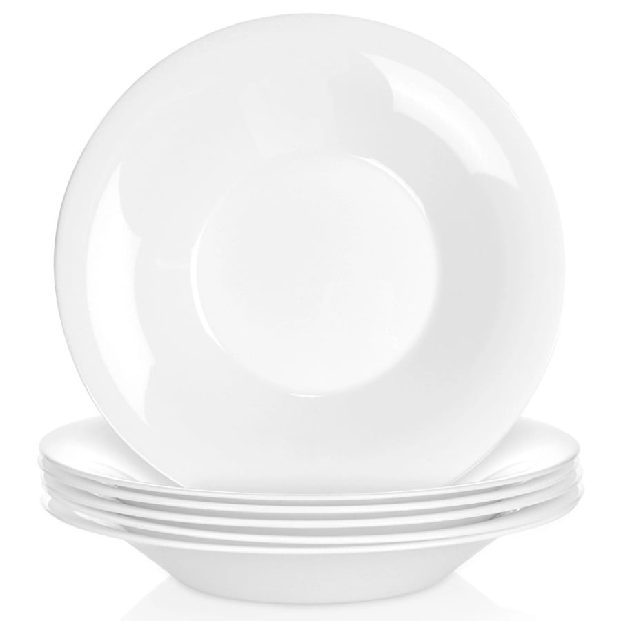 Talerz obiadowy głęboki szklany biały 21,5 cm, 400 ml 6 szt.