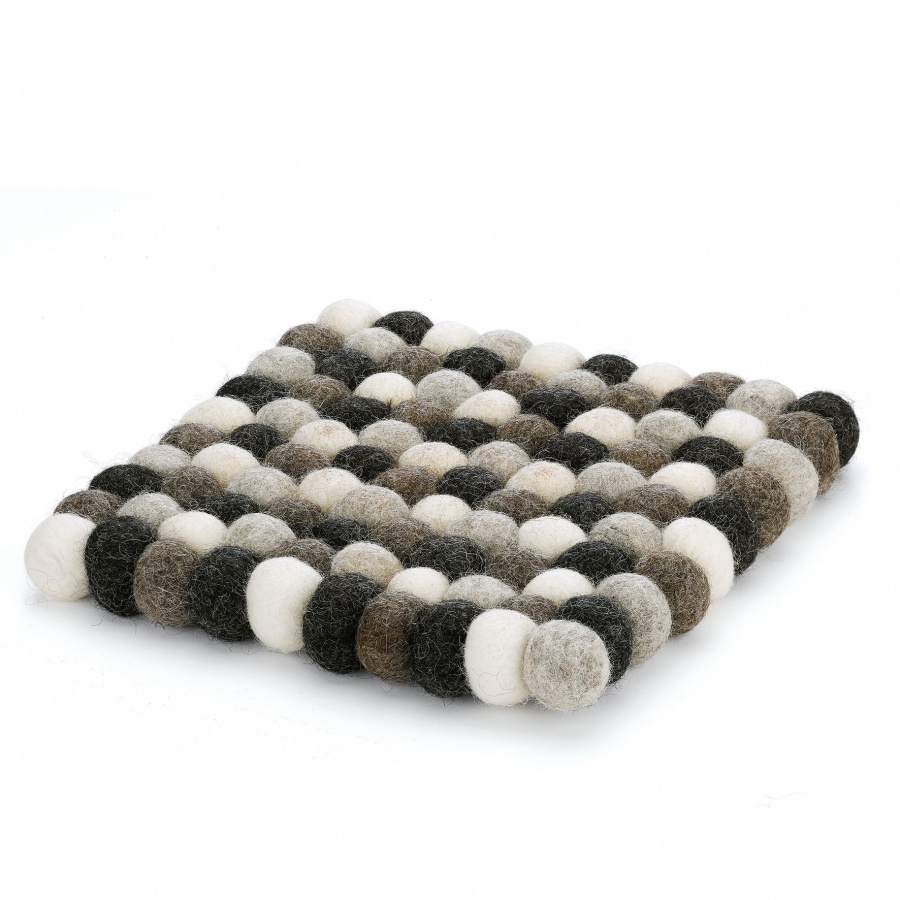 podkładka pod gorące naczynia, 21 x 21 cm, owcza wełna, szara