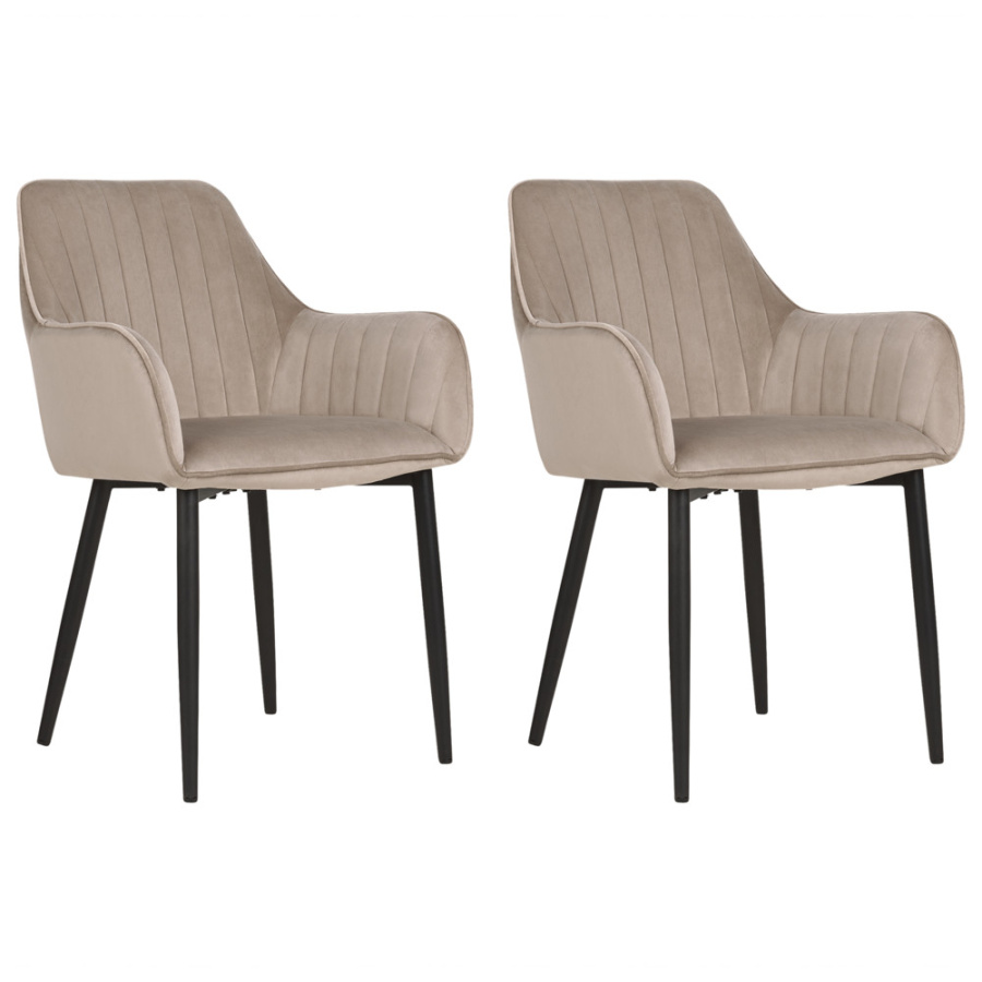 Zestaw 2 krzeseł do jadalni wellston welur beżowoszary