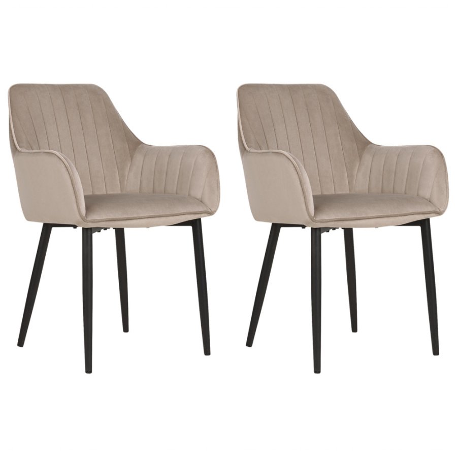 Zestaw 2 krzeseł do jadalni wellston welur beżowoszary