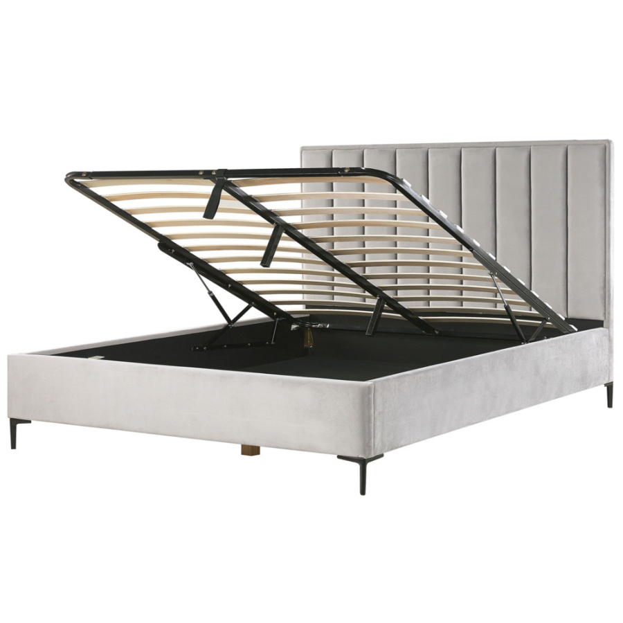 łóżko sezanne 180 x 200 cm welur jasnoszary