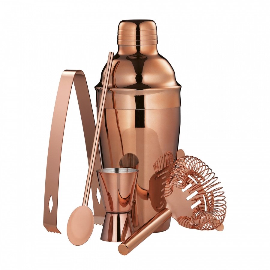 Zestaw barowy, 5 el., kolor miedziany