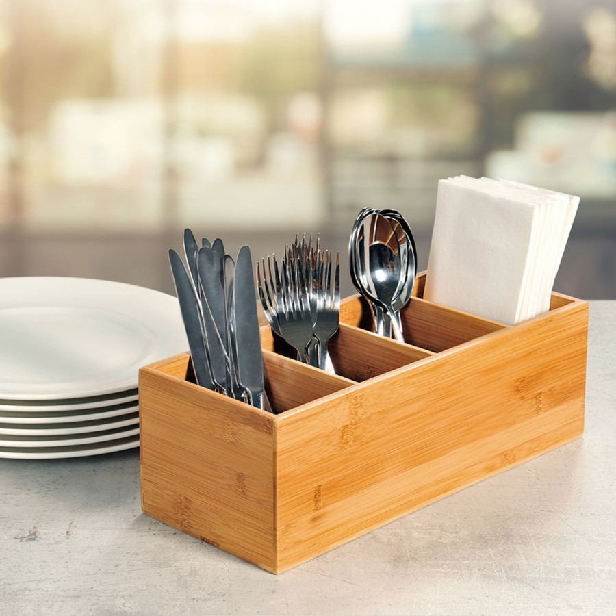 Kesper pojemnik na sztućce 4 przegrody bambus fsc 35x14x12 cm