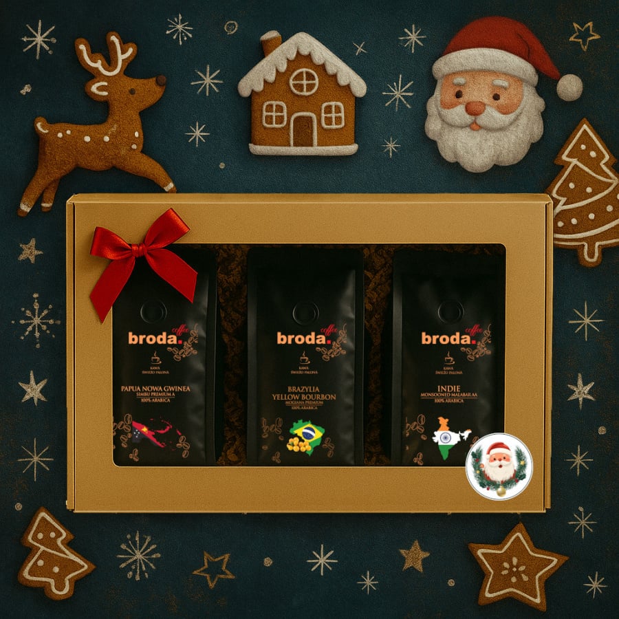 Zestaw Prezentowy • Kawy świeżo palone broda. coffee • BRAZYLIA - INDIE - PAPUA NOWA GWINEA