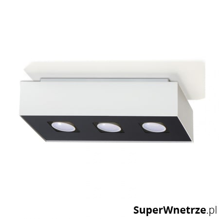 Plafon 34x14cm Sollux Lighting Mono 3 czarno-biały